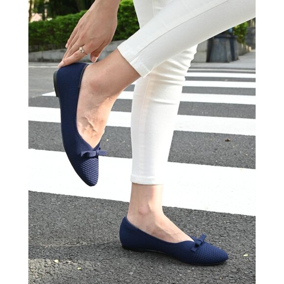 Sicare Blue Ballet Flats Round Toe Slip on Casual Dressy Flats for Office Work - Picture 5 of 10